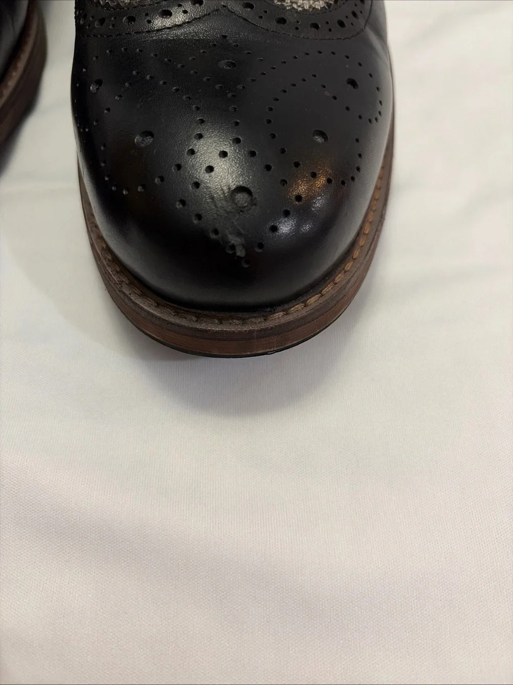 Men's Black Leather & Gray Textile Chukka Wingtip Boots